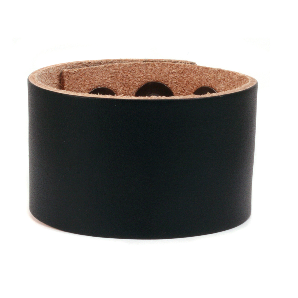 Leather & Faux Leather Leather Adjustable Bracelet 1 1/2" Black